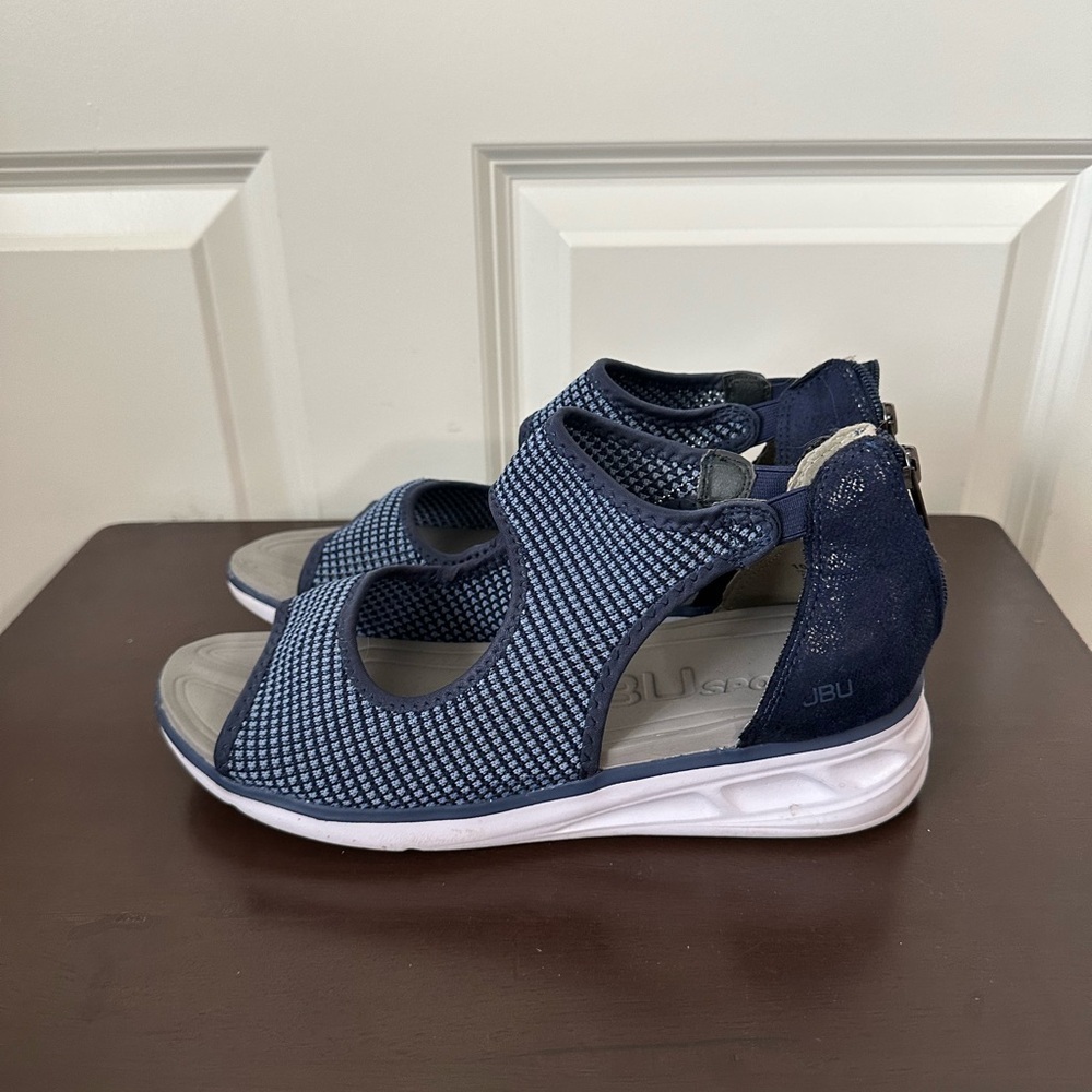JBU Sport Jambu Blue Stretch Knit Back Zip Sandals Women's Size 10